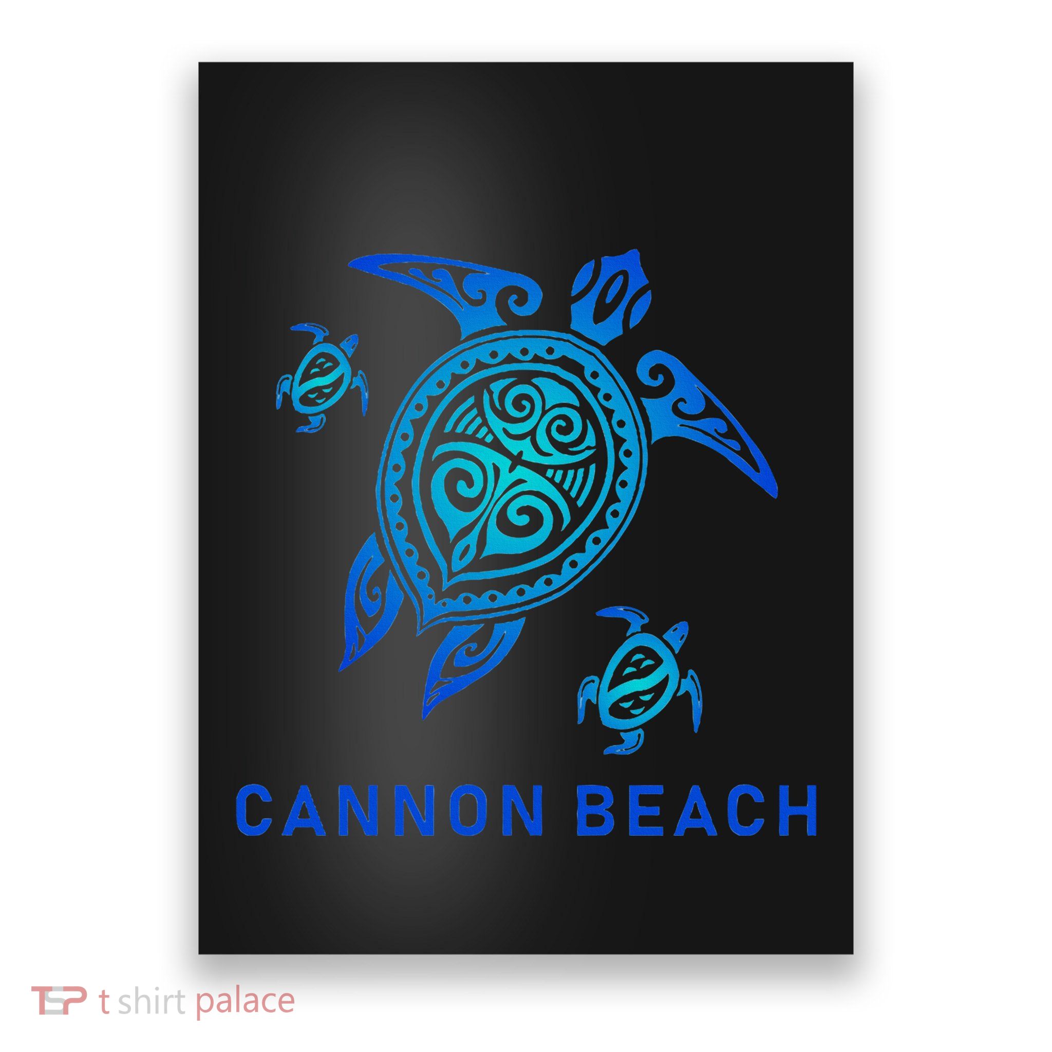 Cannon Beach Oregon Sea Blue Tribal Turtle Poster