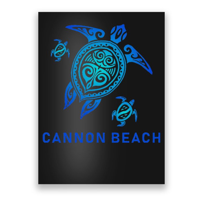 Cannon Beach Oregon Sea Blue Tribal Turtle Poster