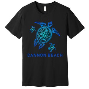 Cannon Beach Oregon Sea Blue Tribal Turtle Premium T-Shirt