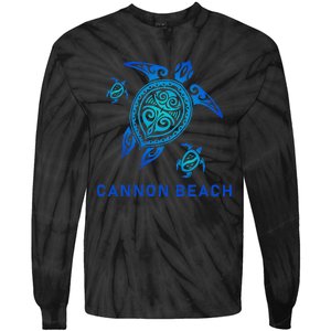 Cannon Beach Oregon Sea Blue Tribal Turtle Tie-Dye Long Sleeve Shirt