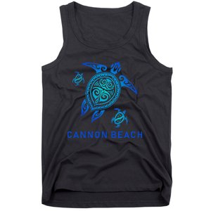 Cannon Beach Oregon Sea Blue Tribal Turtle Tank Top