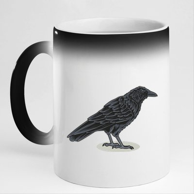 Crow Bird O White Surface 11oz Black Color Changing Mug