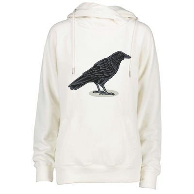 Crow Bird O White Surface Womens Funnel Neck Pullover Hood