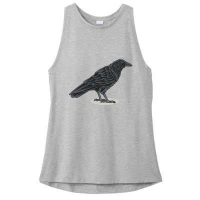 Crow Bird O White Surface Ladies PosiCharge Tri-Blend Wicking Tank