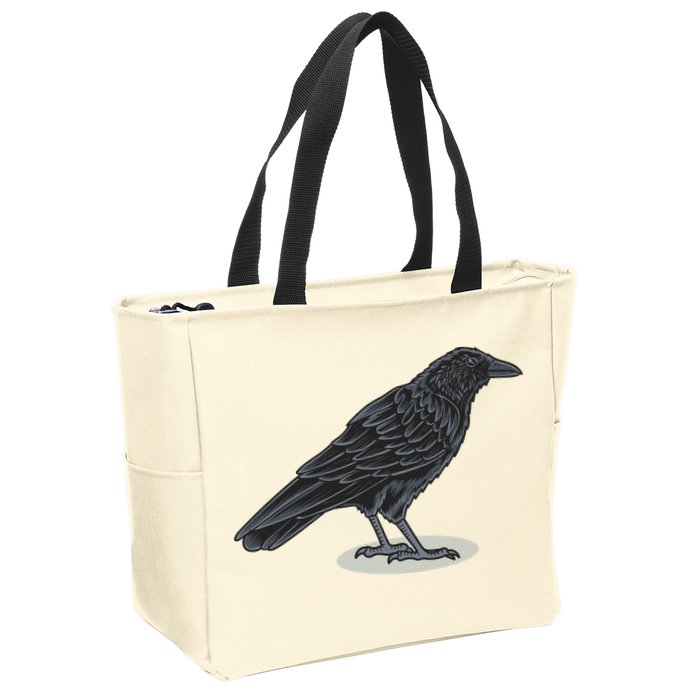 Crow Bird O White Surface Zip Tote Bag