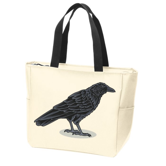 Crow Bird O White Surface Zip Tote Bag