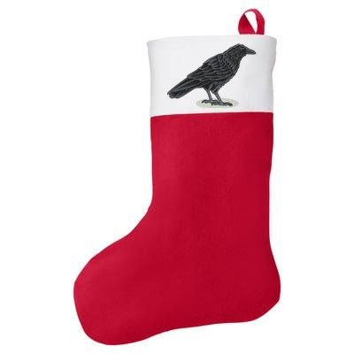 Crow Bird O White Surface Felt Holiday Christmas Stocking