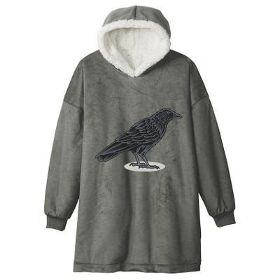 Crow Bird O White Surface Hooded Wearable Blanket