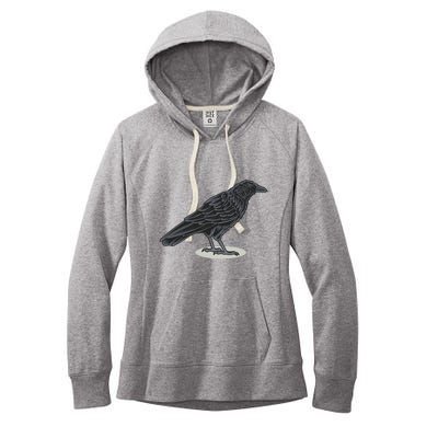 Crow Bird O White Surface Women's Fleece Hoodie