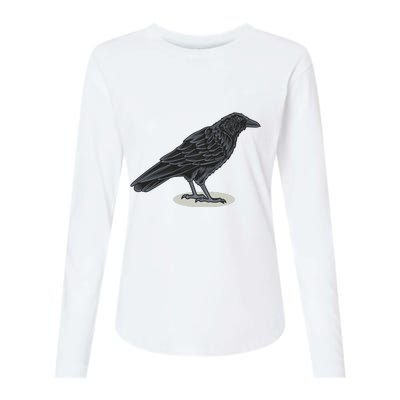 Crow Bird O White Surface Womens Cotton Relaxed Long Sleeve T-Shirt