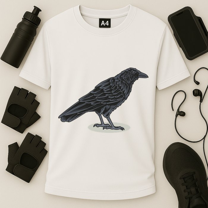 Crow Bird O White Surface Cooling Performance Crew T-Shirt