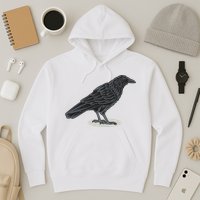 Crow Bird O White Surface Hoodie