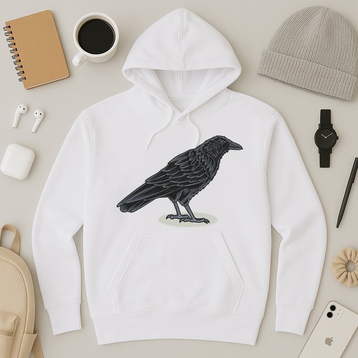 Crow Bird O White Surface Hoodie