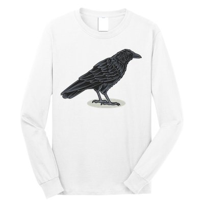 Crow Bird O White Surface Long Sleeve Shirt