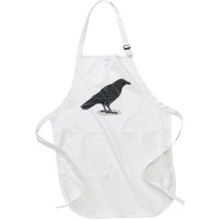 Crow Bird O White Surface Full-Length Apron With Pockets