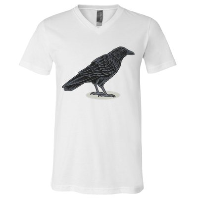Crow Bird O White Surface V-Neck T-Shirt