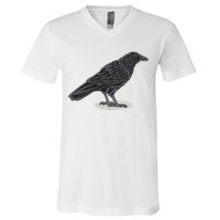 Crow Bird O White Surface V-Neck T-Shirt