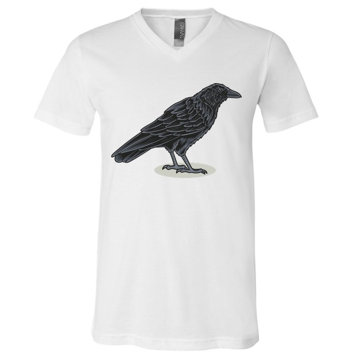 Crow Bird O White Surface V-Neck T-Shirt