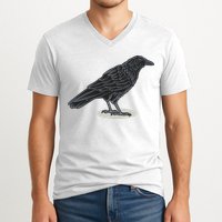 Crow Bird O White Surface V-Neck T-Shirt