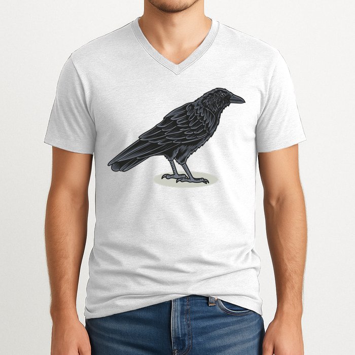 Crow Bird O White Surface V-Neck T-Shirt
