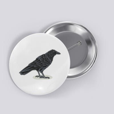 Crow Bird O White Surface Button