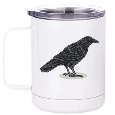 Crow Bird O White Surface 12 oz Stainless Steel Tumbler Cup