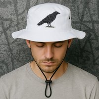 Crow Bird O White Surface Bucket Hat