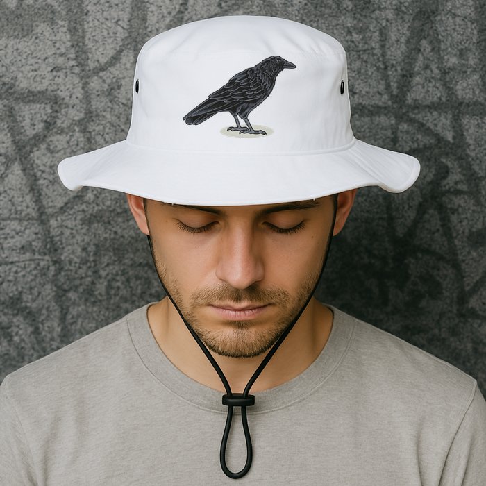 Crow Bird O White Surface Bucket Hat