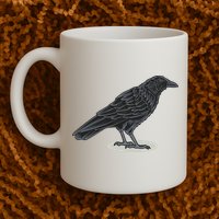 Crow Bird O White Surface Mug