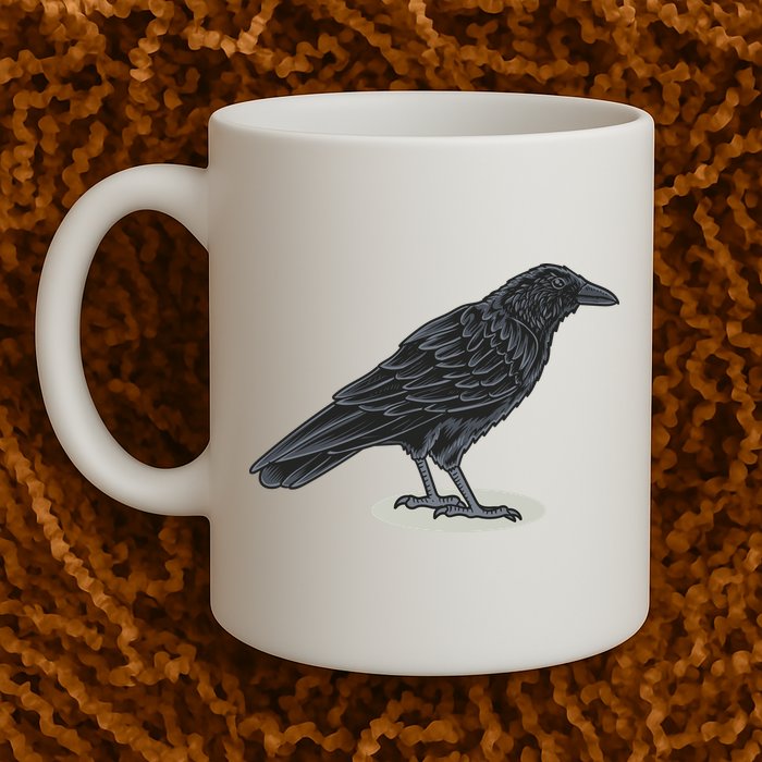 Crow Bird O White Surface Mug