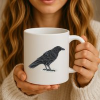 Crow Bird O White Surface Mug