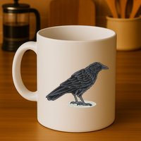 Crow Bird O White Surface Mug