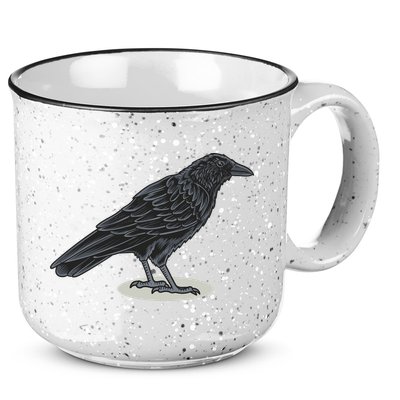 Crow Bird O White Surface 15oz Campfire Ceramic Mug