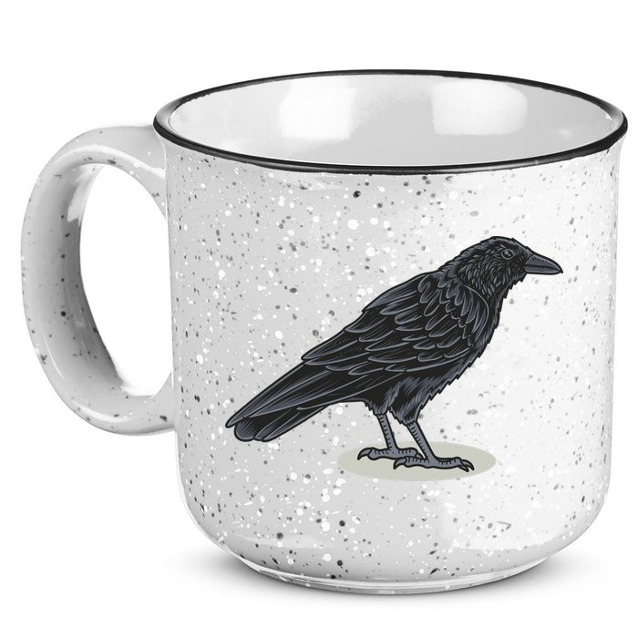 Crow Bird O White Surface 15oz Campfire Ceramic Mug