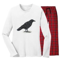 Crow Bird O White Surface Women's Long Sleeve Flannel Pajama Set 