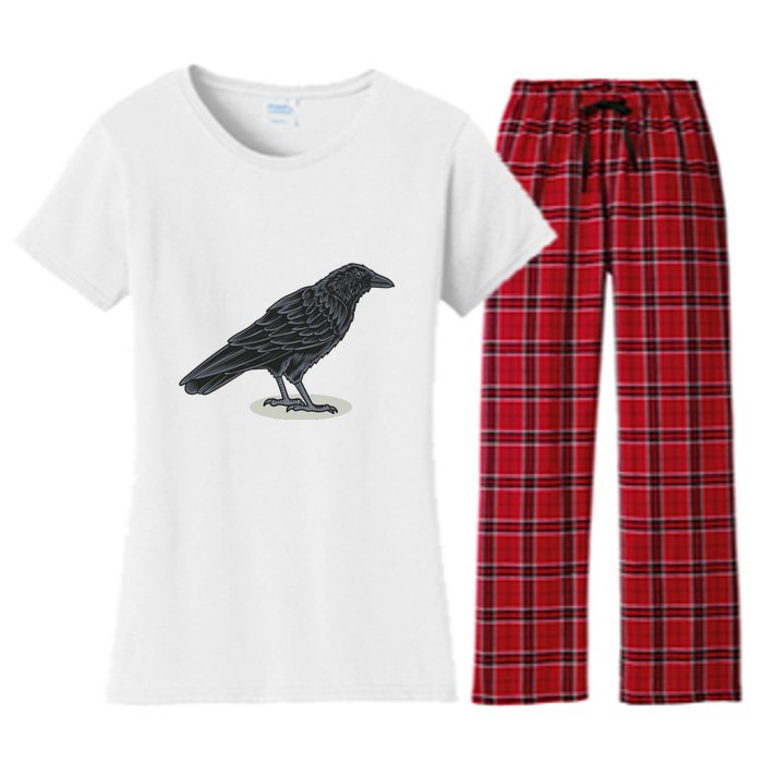 Crow Bird O White Surface Women's Flannel Pajama Set