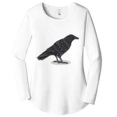 Crow Bird O White Surface Women's Perfect Tri Tunic Long Sleeve Shirt