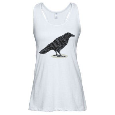 Crow Bird O White Surface Ladies Essential Flowy Tank