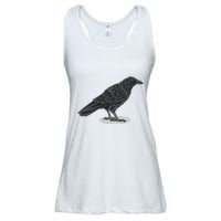 Crow Bird O White Surface Ladies Essential Flowy Tank