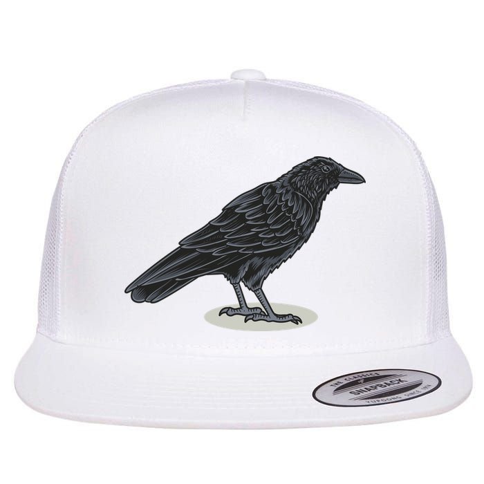 Crow Bird O White Surface Flat Bill Trucker Hat