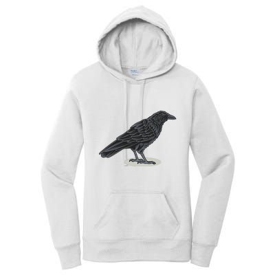 Crow Bird O White Surface Women's Pullover Hoodie