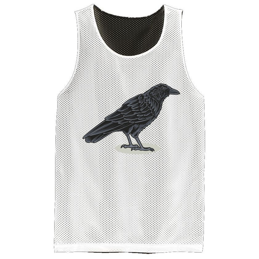 Crow Bird O White Surface Mesh Reversible Basketball Jersey Tank