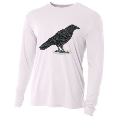 Crow Bird O White Surface Cooling Performance Long Sleeve Crew