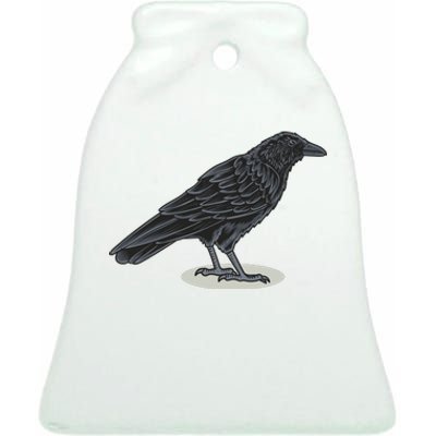 Crow Bird O White Surface Ceramic Bell Ornament