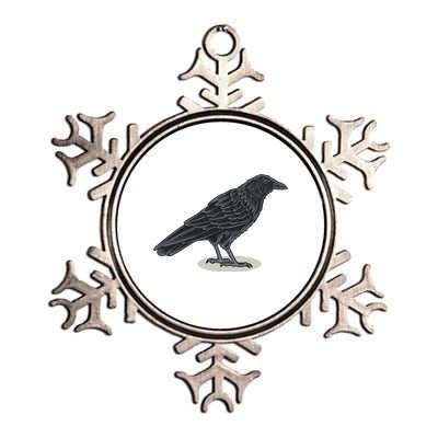 Crow Bird O White Surface Metallic Star Ornament