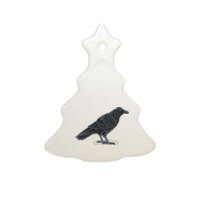 Crow Bird O White Surface Ceramic Tree Ornament