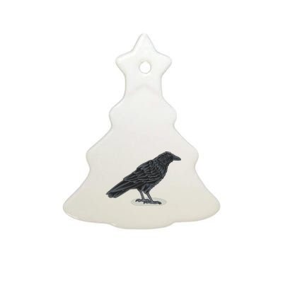 Crow Bird O White Surface Ceramic Tree Ornament