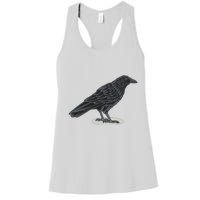 Crow Bird O White Surface Women's Racerback Tank