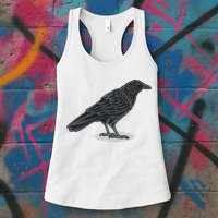 Crow Bird O White Surface Womens Tank Top