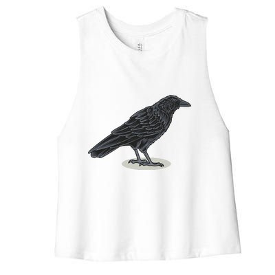 Crow Bird O White Surface Women's Racerback Cropped Tank